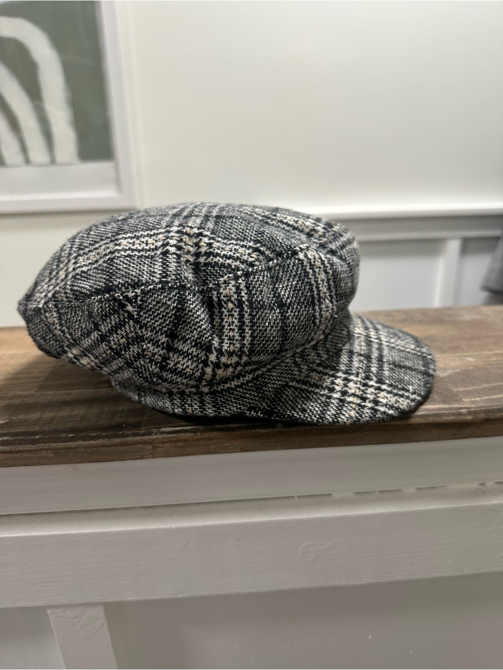 Black & White Plaid Newsboy Cap - Unbranded